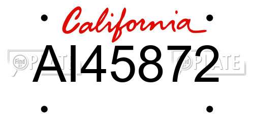 AI45872 California License Plate