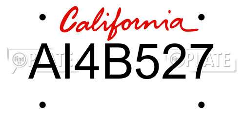 AI4B527 California License Plate
