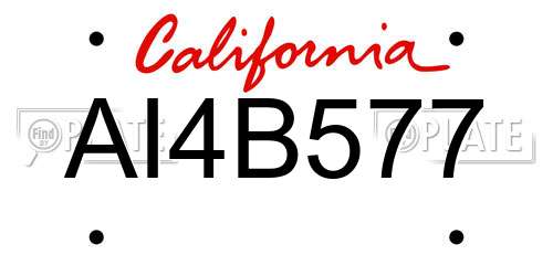 AI4B577 California License Plate