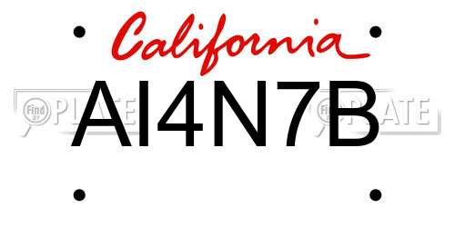 AI4N7B California License Plate