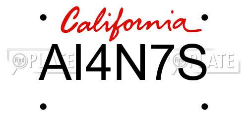 AI4N7S California License Plate