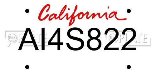 AI4S822 California License Plate