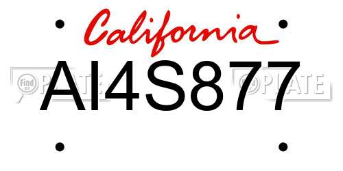 AI4S877 California License Plate