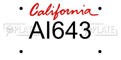 AI643 California License Plate