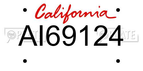 AI69124 California License Plate