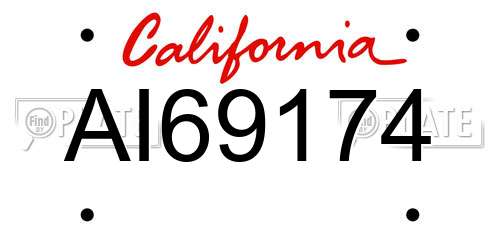 AI69174 California License Plate