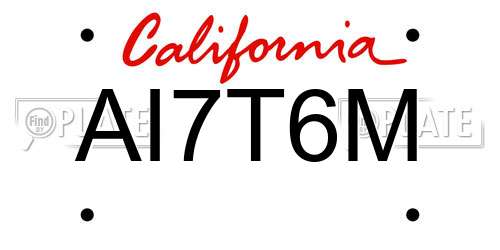 AI7T6M California License Plate
