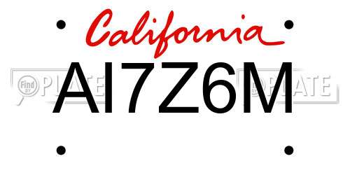 AI7Z6M California License Plate