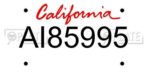 AI85995 California License Plate