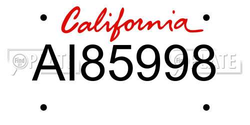 AI85998 California License Plate
