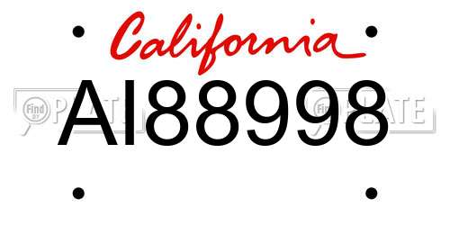 AI88998 California License Plate