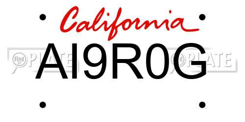 AI9R0G California License Plate