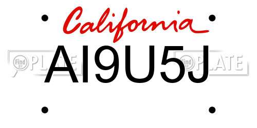 AI9U5J California License Plate