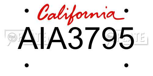 AIA3795 California License Plate