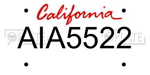 AIA5522 California License Plate