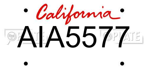 AIA5577 California License Plate