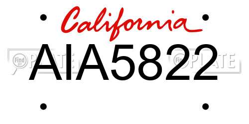 AIA5822 California License Plate