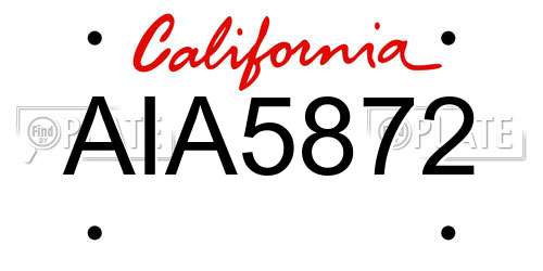 AIA5872 California License Plate