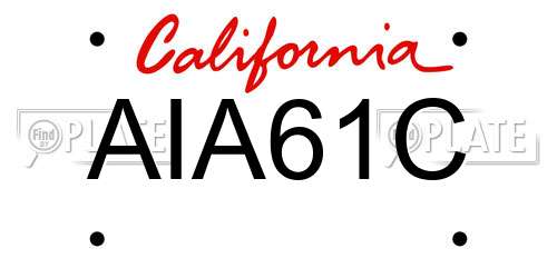 AIA61C California License Plate