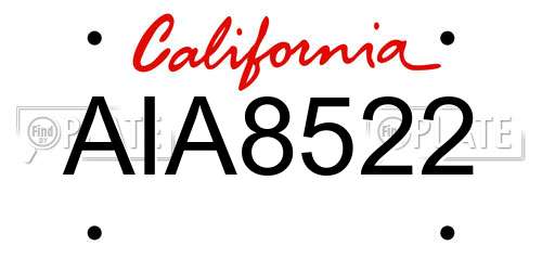 AIA8522 California License Plate