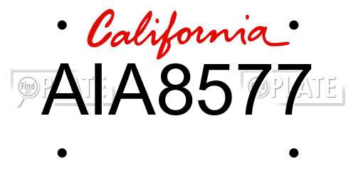 AIA8577 California License Plate
