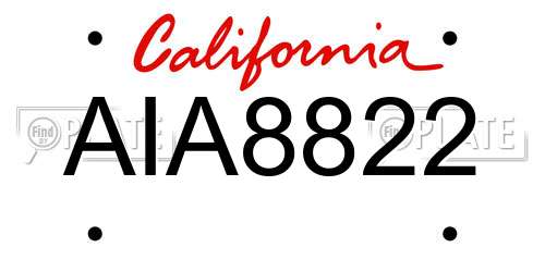 AIA8822 California License Plate