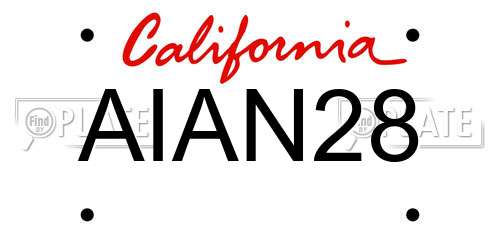 AIAN28 California License Plate