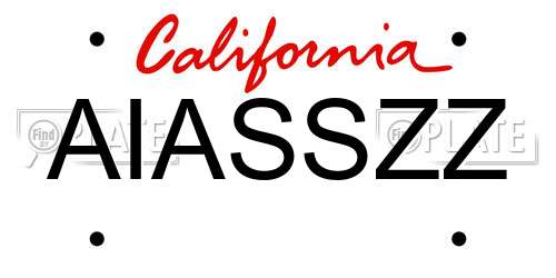 AIASSZZ California License Plate