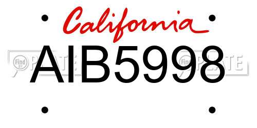 AIB5998 California License Plate