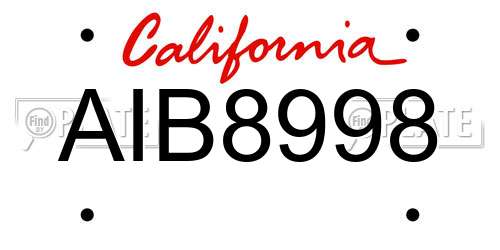 AIB8998 California License Plate