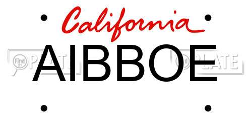 AIBBOE California License Plate