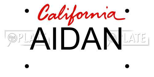 AIDAN California License Plate