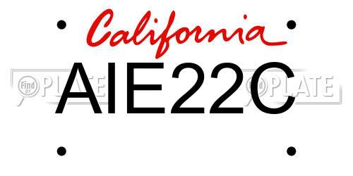AIE22C California License Plate