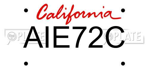 AIE72C California License Plate