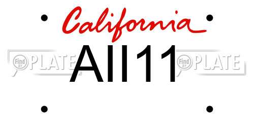 AII11 California License Plate