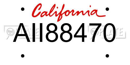 AII88470 California License Plate
