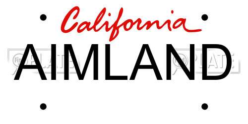 AIMLAND California License Plate