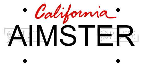 AIMSTER California License Plate
