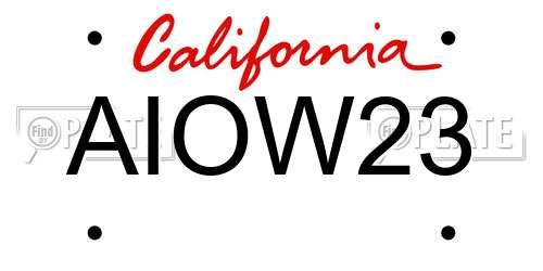 AIOW23 California License Plate
