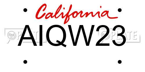 AIQW23 California License Plate