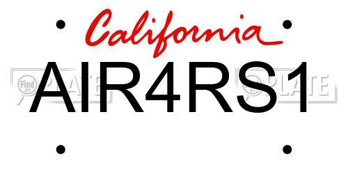 AIR4RS1 California License Plate