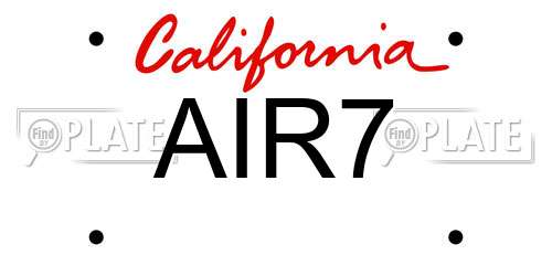 AIR7 California License Plate