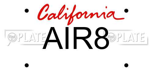 AIR8 California License Plate