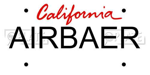 AIRBAER California License Plate