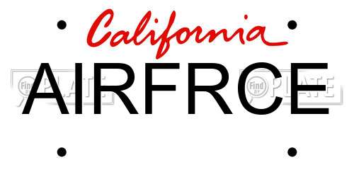 AIRFRCE California License Plate