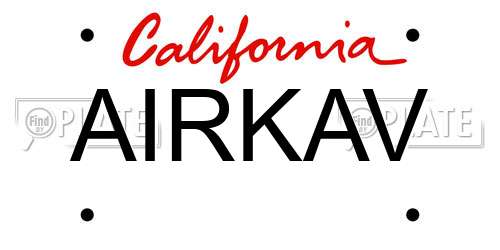 AIRKAV California License Plate