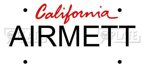 AIRMETT California License Plate
