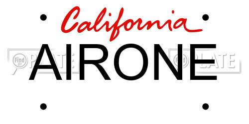AIRONE California License Plate