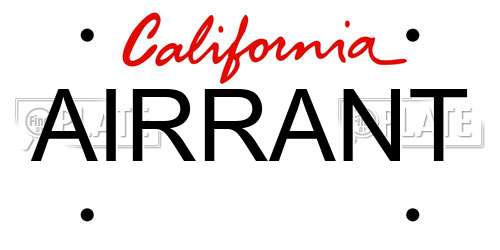 AIRRANT California License Plate