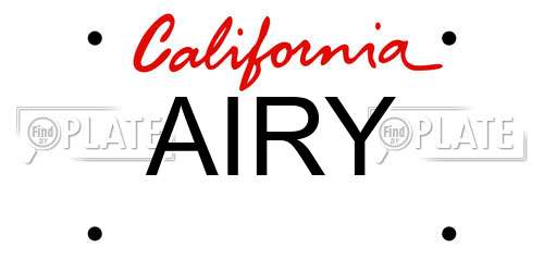 AIRY California License Plate